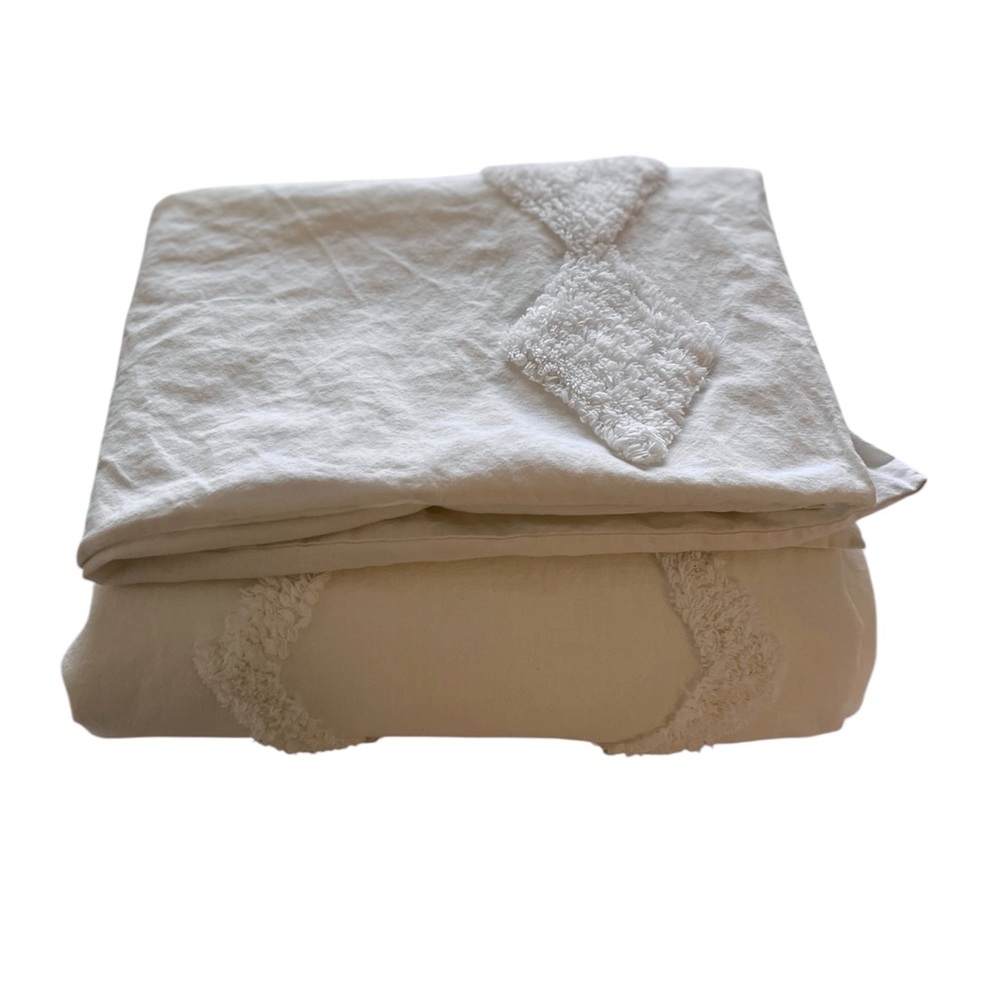 QUEEN DUVET COVER IKEA Linen Blend white with tufted RODVIDE 2024 sold out